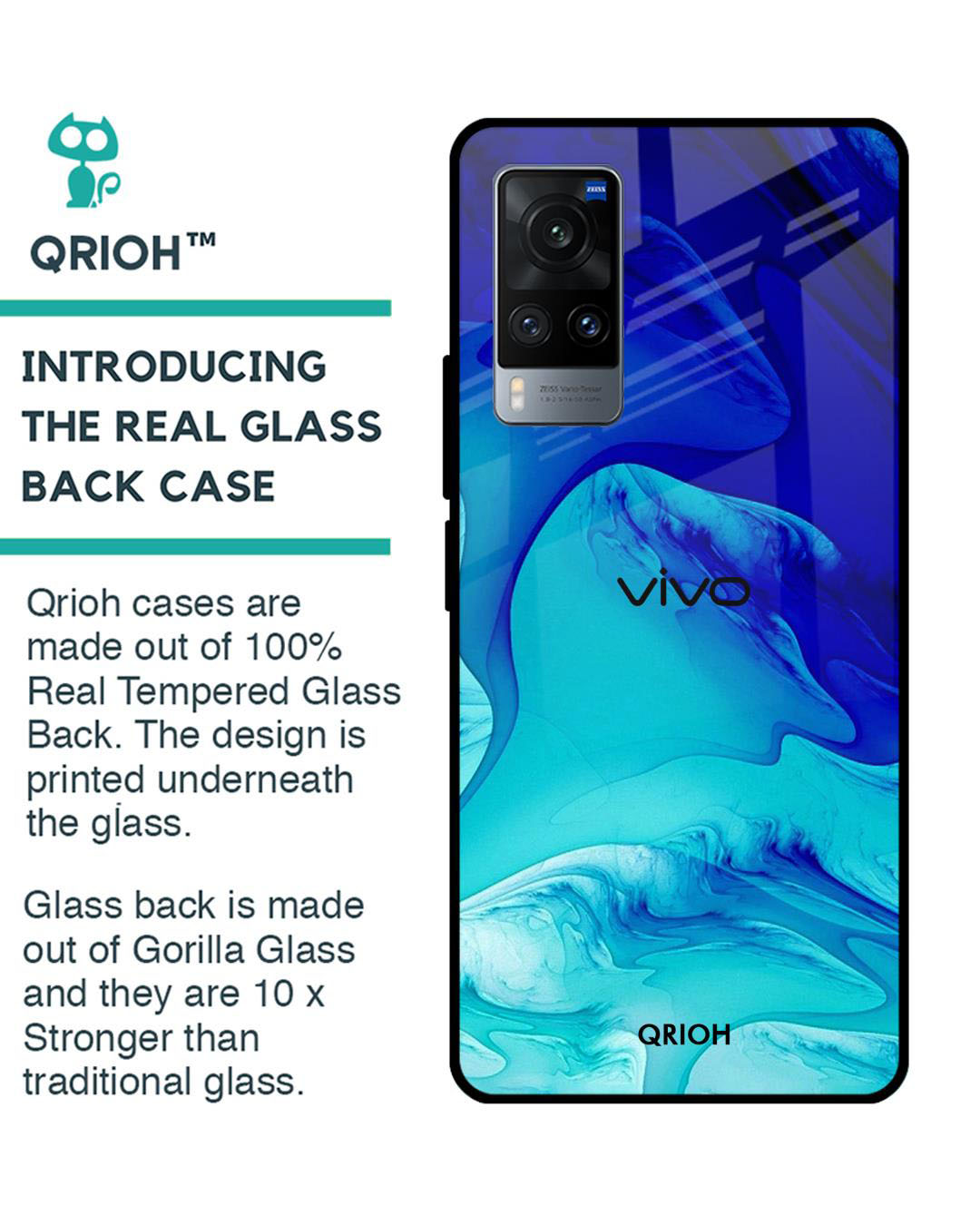 Shop Raging Tides Printed Premium Glass Cover for Vivo X60 (Shock Proof, Lightweight)-Back
