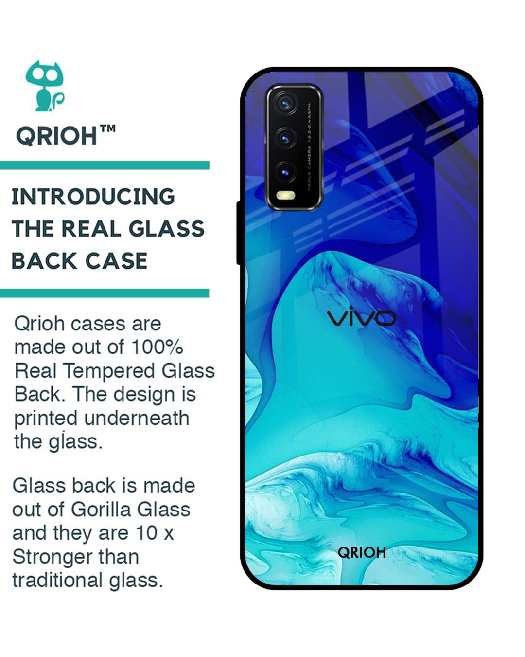 Shop Raging Tides Printed Premium Glass Cover for Vivo Y20 (Shock Proof, Lightweight)-Back