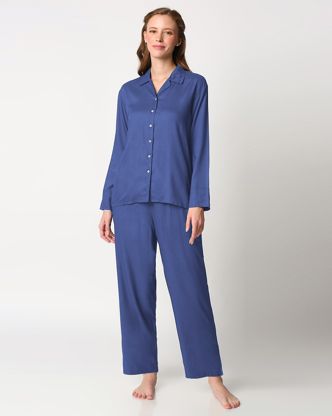 Shop Blue Rayon Nightwear Set-Back
