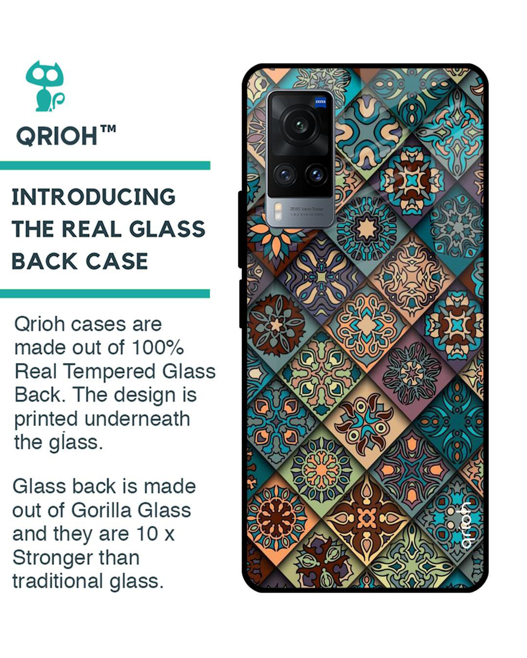 Shop Retro Art Printed Premium Glass Cover for Vivo X60 (Shock Proof, Lightweight)-Back