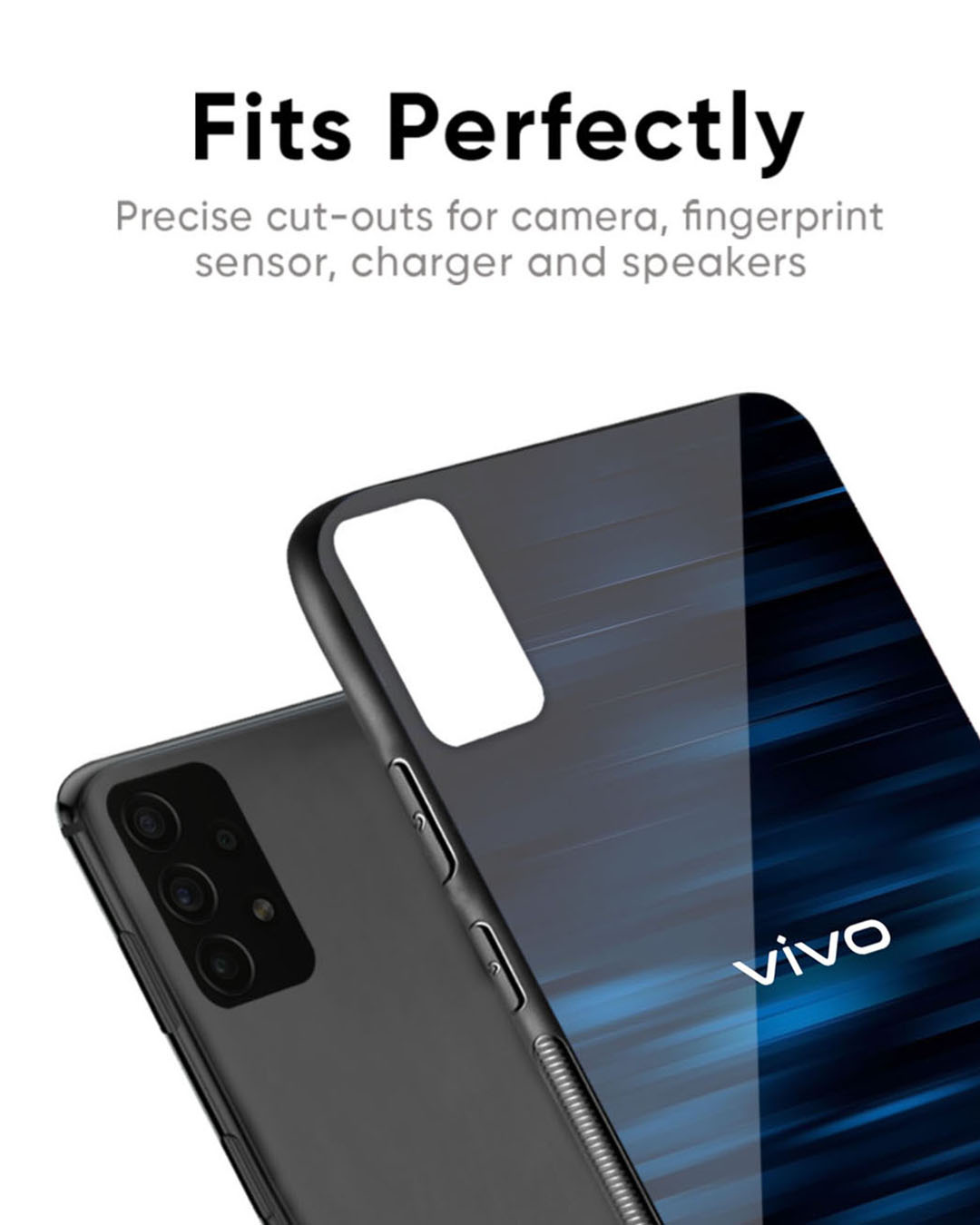 Shop Blue Rough Abstract Premium Glass Case for vivo iQOO Neo9 Pro(Shock Proof, Scratch Resistant)-Back