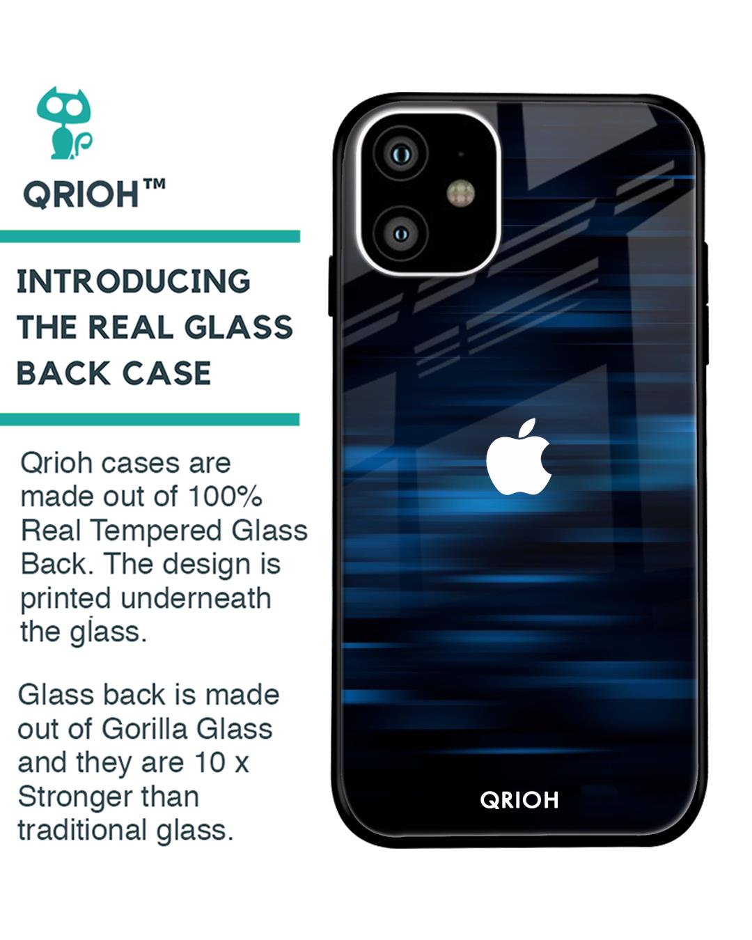 Shop Blue Rough Pastel Premium Glass Cover For iPhone 11 (Impact Resistant, Matte Finish)-Back
