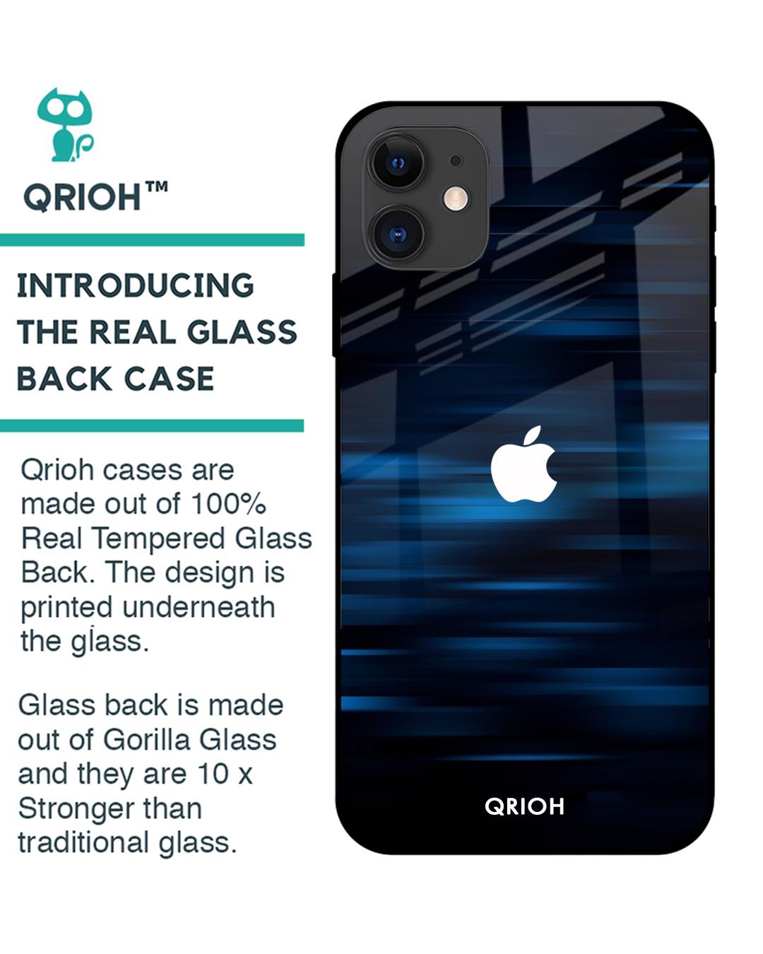 Shop Blue Rough Pastel Premium Glass Cover For iPhone 12 (Impact Resistant, Matte Finish)-Back