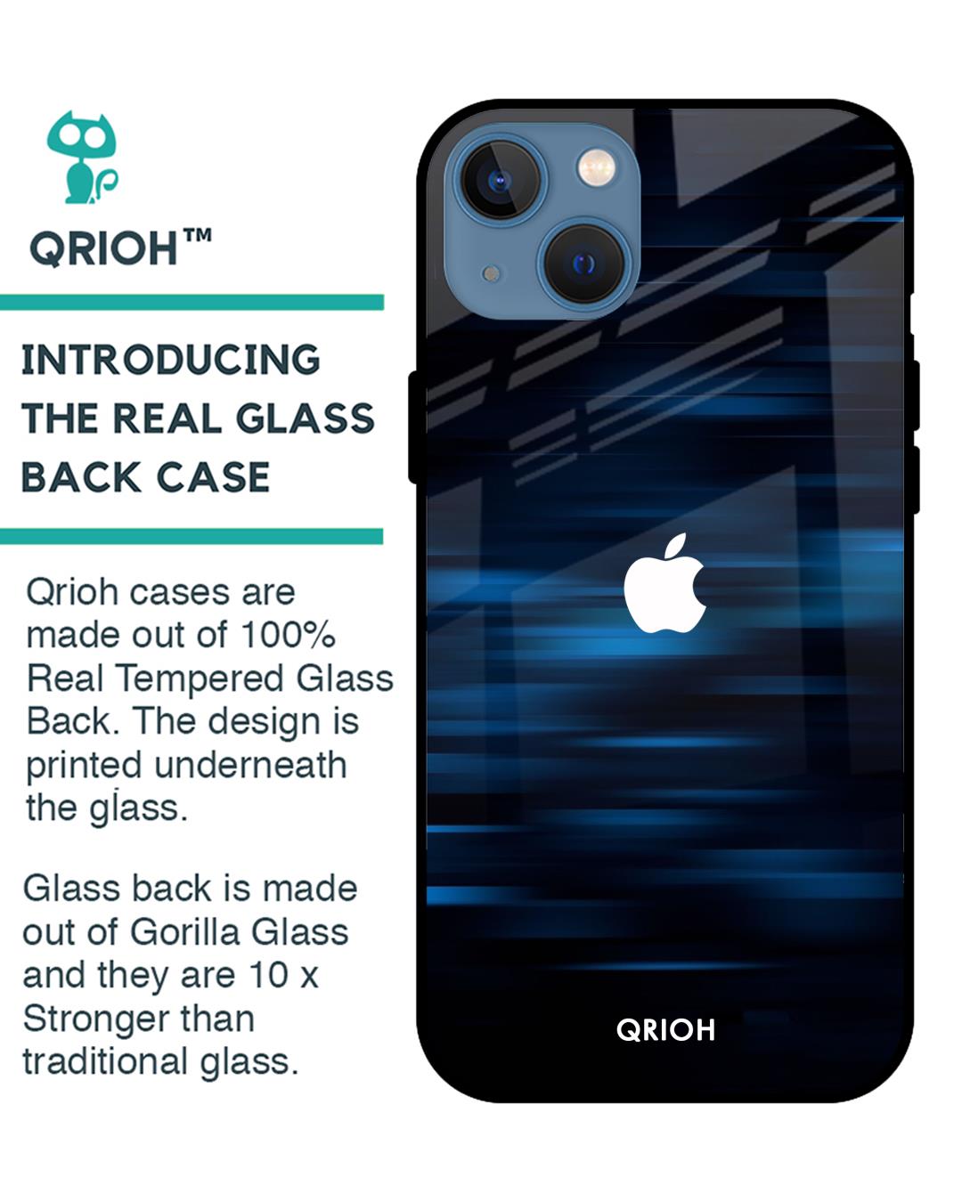 Shop Blue Rough Pastel Premium Glass Cover For iPhone 13 (Impact Resistant, Matte Finish)-Back