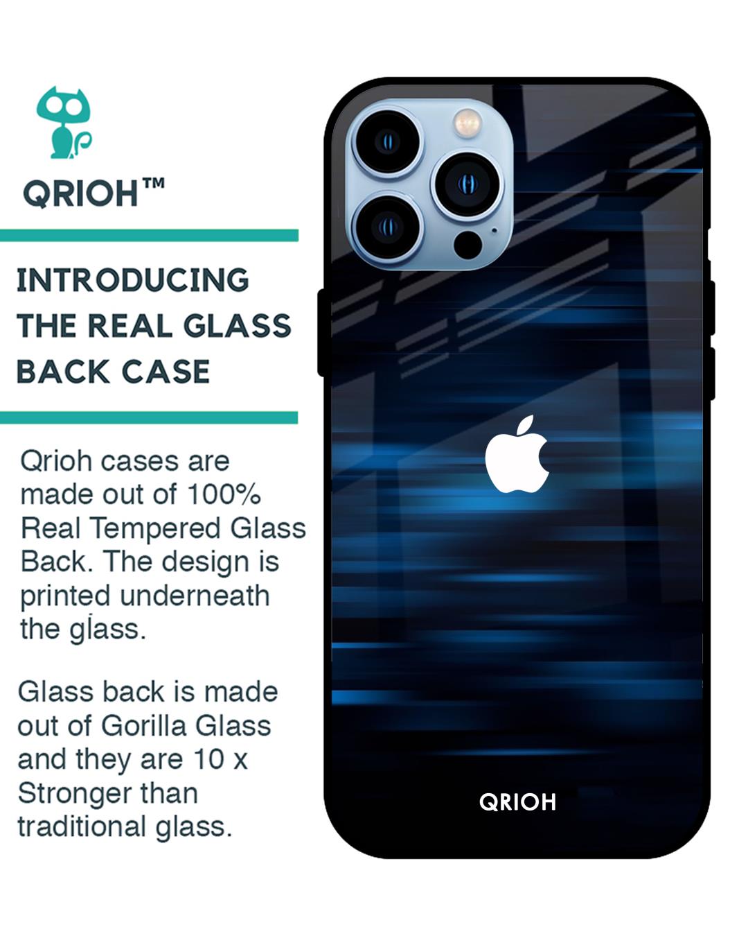 Shop Blue Rough Pastel Premium Glass Cover For iPhone 13 Pro Max (Impact Resistant, Matte Finish)-Back