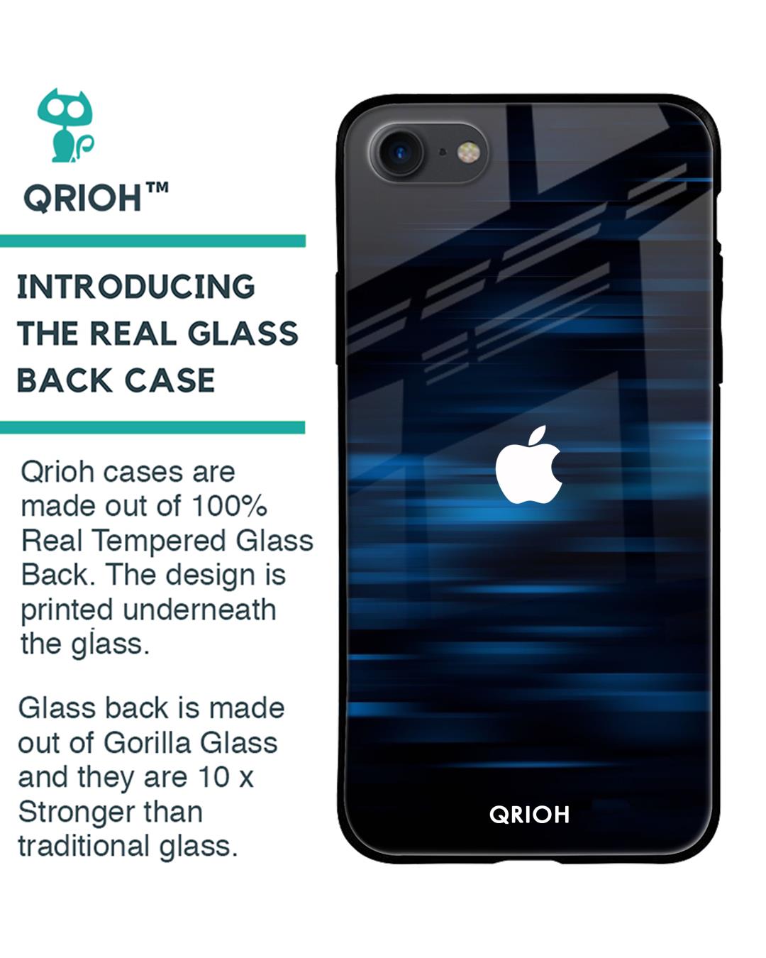 Shop Blue Rough Pastel Premium Glass Cover For iPhone 7 (Impact Resistant, Matte Finish)-Back