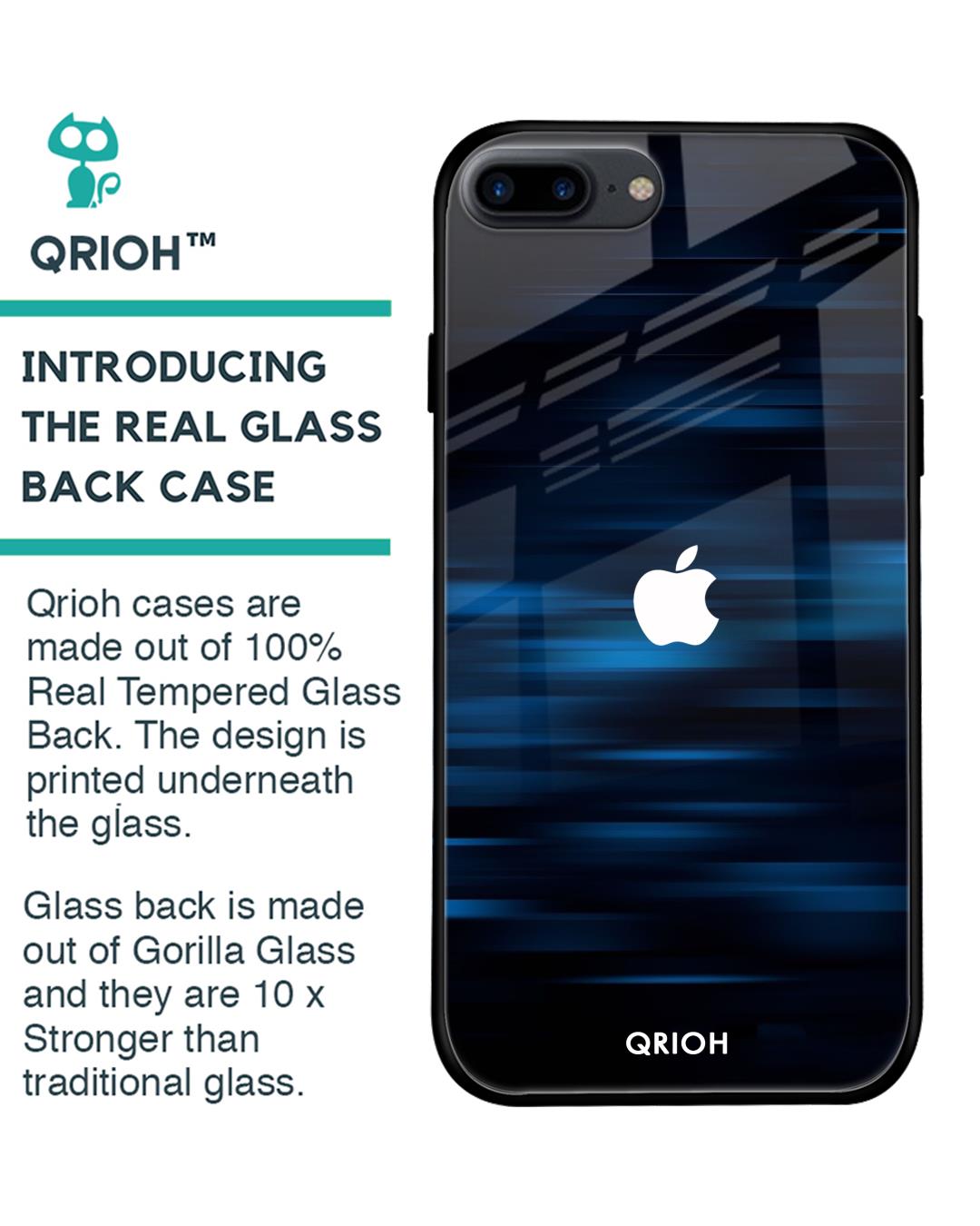 Shop Blue Rough Pastel Premium Glass Cover For iPhone 8 Plus (Impact Resistant, Matte Finish)-Back