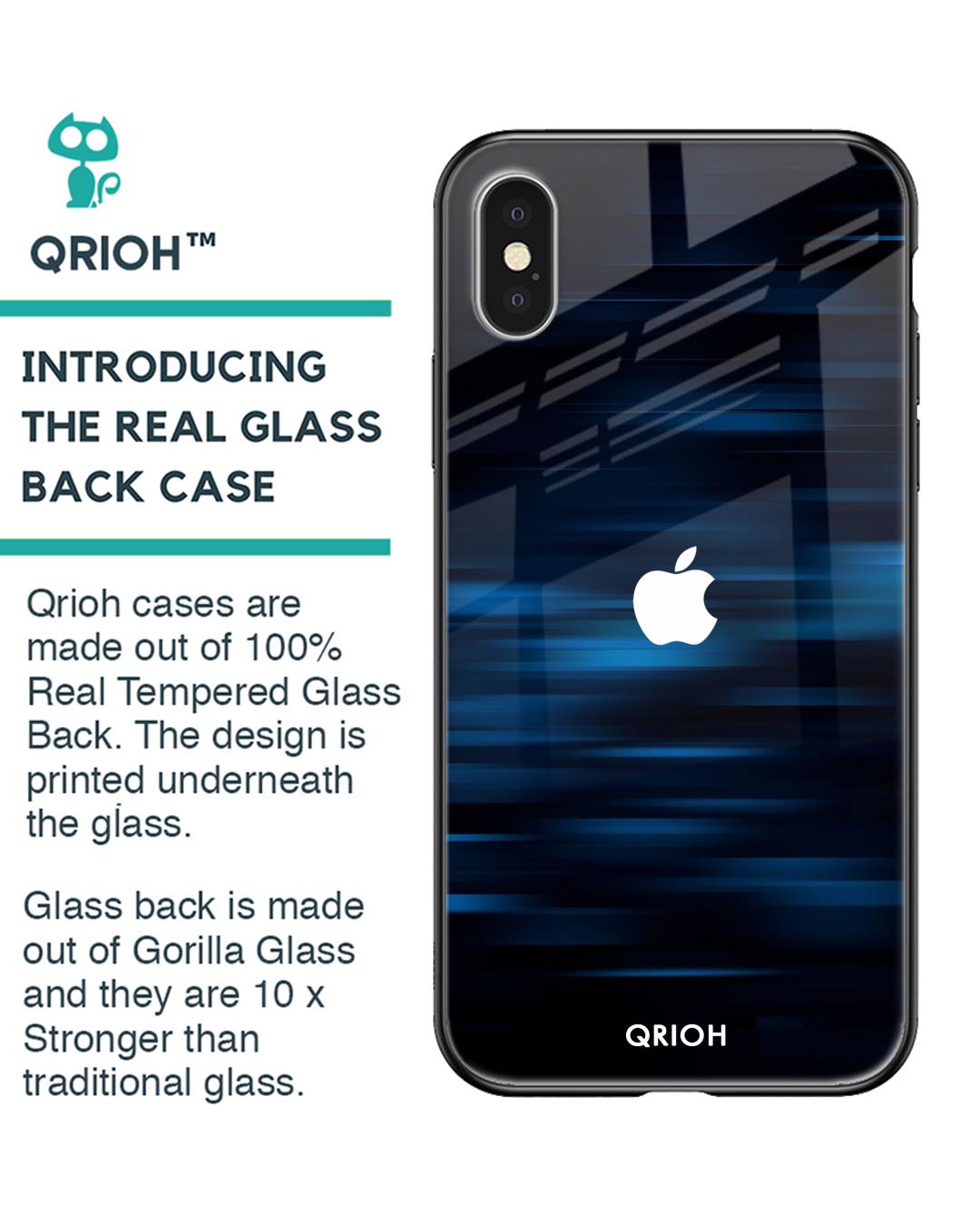 Shop Blue Rough Pastel Premium Glass Cover For iPhone XS (Impact Resistant, Matte Finish)-Back