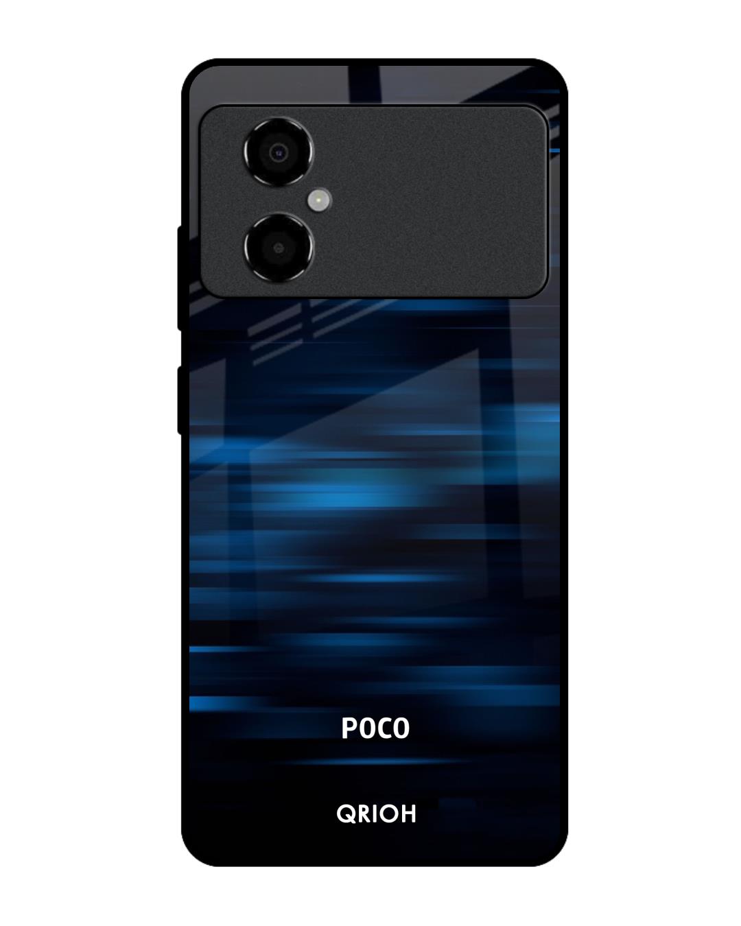 Shop Blue Rough Pastel Premium Glass Case for Poco M4 5G (Shock Proof,Scratch Resistant)-Front