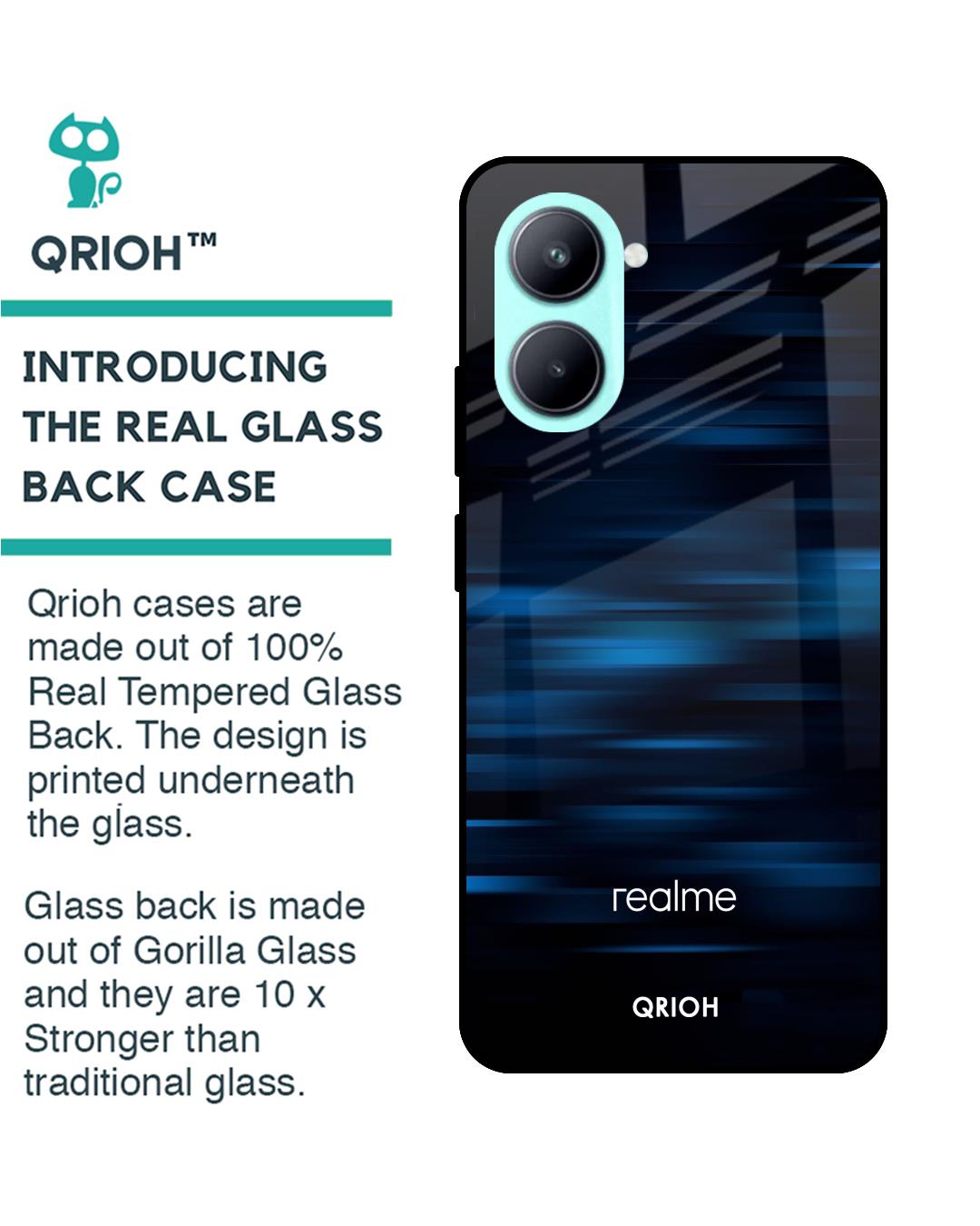 Shop Blue Rough Pastel Premium Glass Case for Realme C33 (Shock Proof,Scratch Resistant)-Back