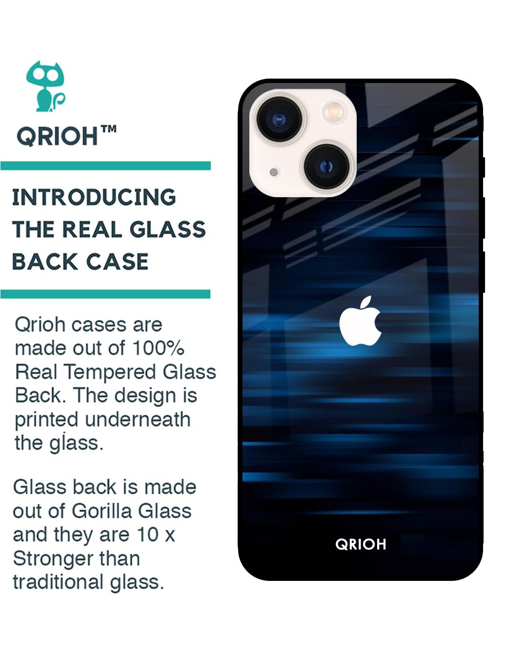 Shop Blue Rough Pastel Premium Glass Cover for Apple iPhone 14 Plus (Shock Proof, Scratch Resistant)-Back