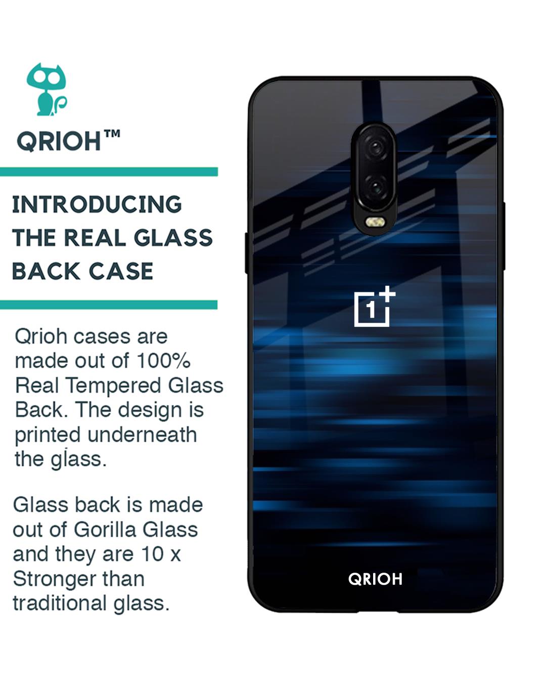 Shop Blue Rough Pastel Premium Glass Cover For OnePlus 6T (Impact Resistant, Matte Finish)-Back