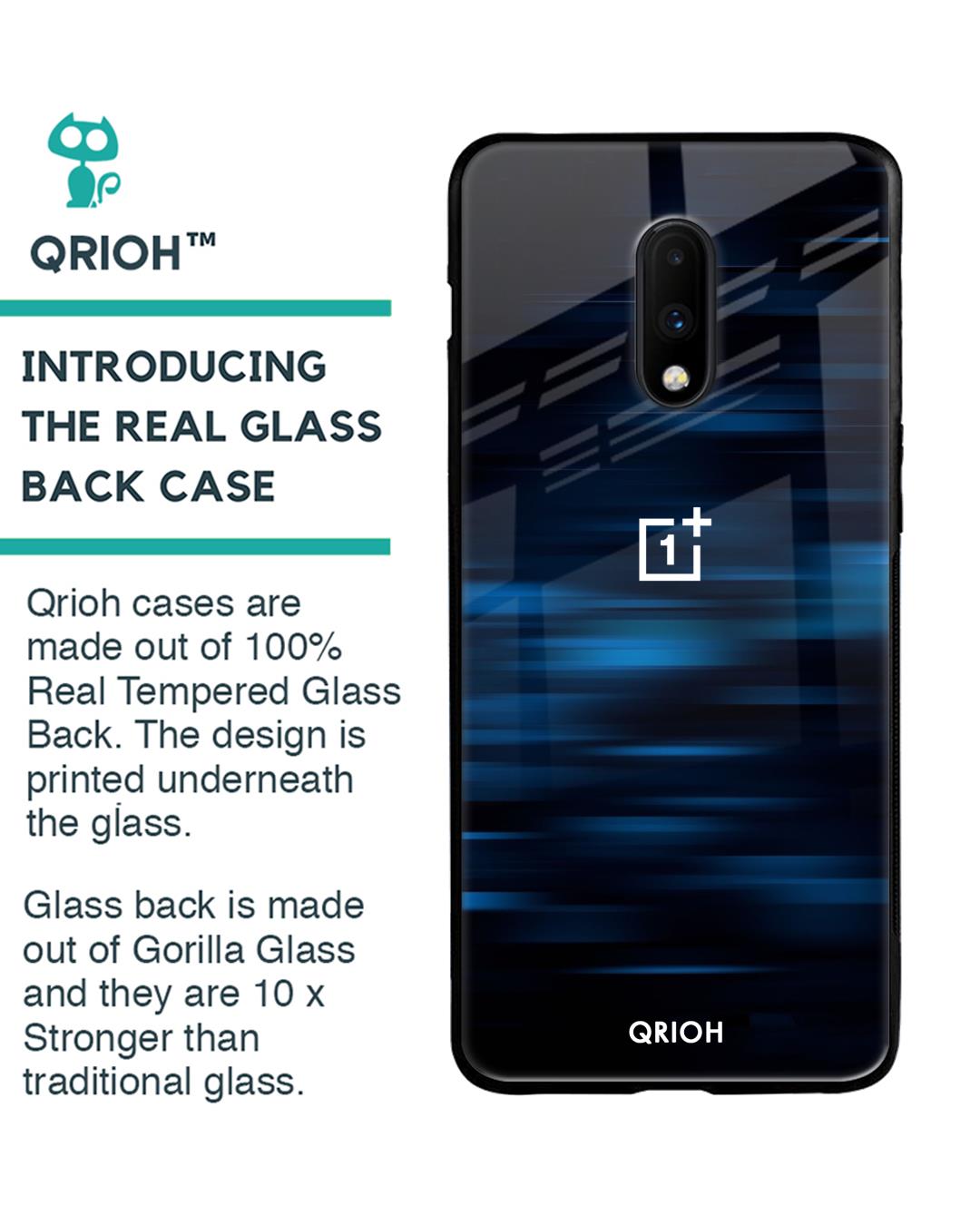 Shop Blue Rough Pastel Premium Glass Cover For OnePlus 7 (Impact Resistant, Matte Finish)-Back