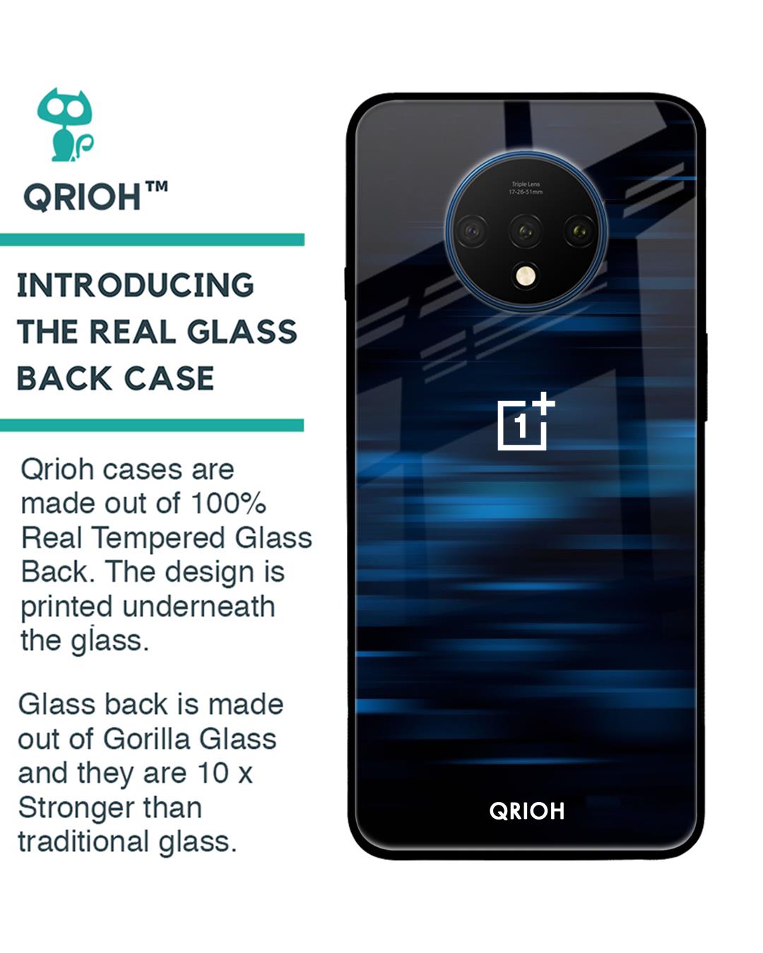 Shop Blue Rough Pastel Premium Glass Cover For OnePlus 7T (Impact Resistant, Matte Finish)-Back