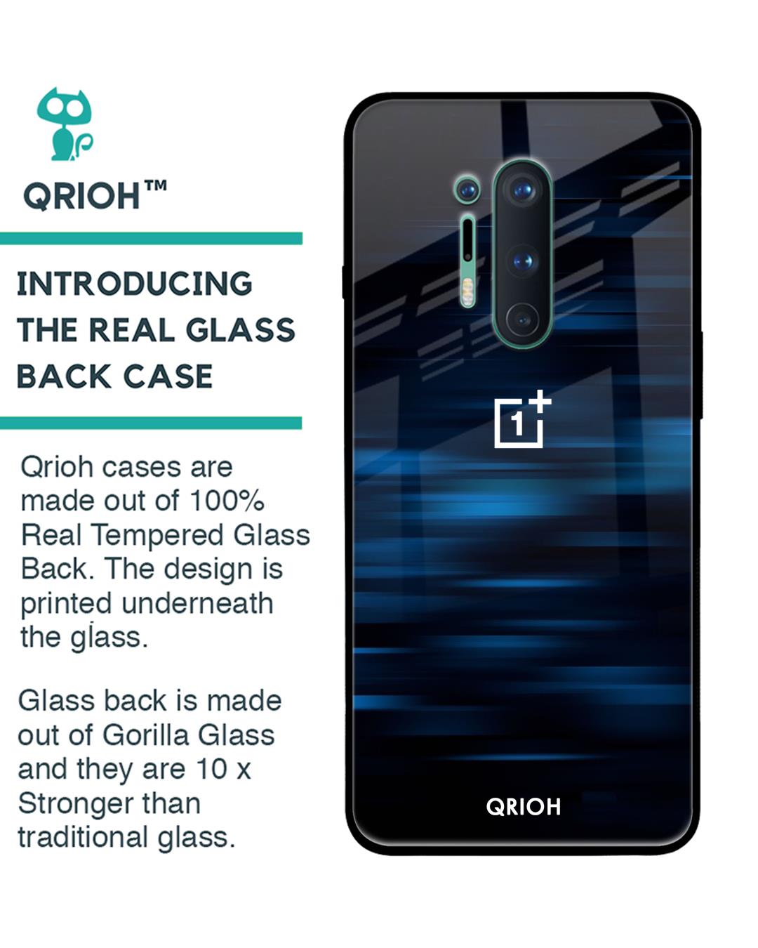 Shop Blue Rough Pastel Premium Glass Cover For OnePlus 8 Pro (Impact Resistant, Matte Finish)-Back