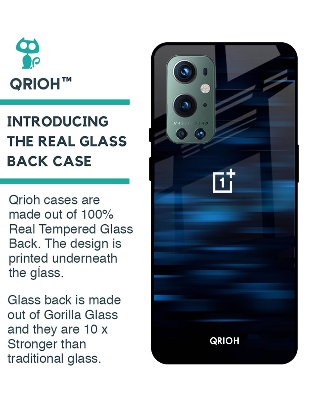 Shop Blue Rough Pastel Premium Glass Cover For OnePlus 9 Pro (Impact Resistant, Matte Finish)-Back