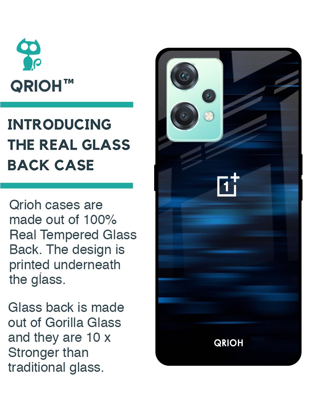 Shop Blue Rough Pastel Premium Glass Cover For OnePlus Nord CE 2 Lite 5G (Impact Resistant, Matte Finish)-Back