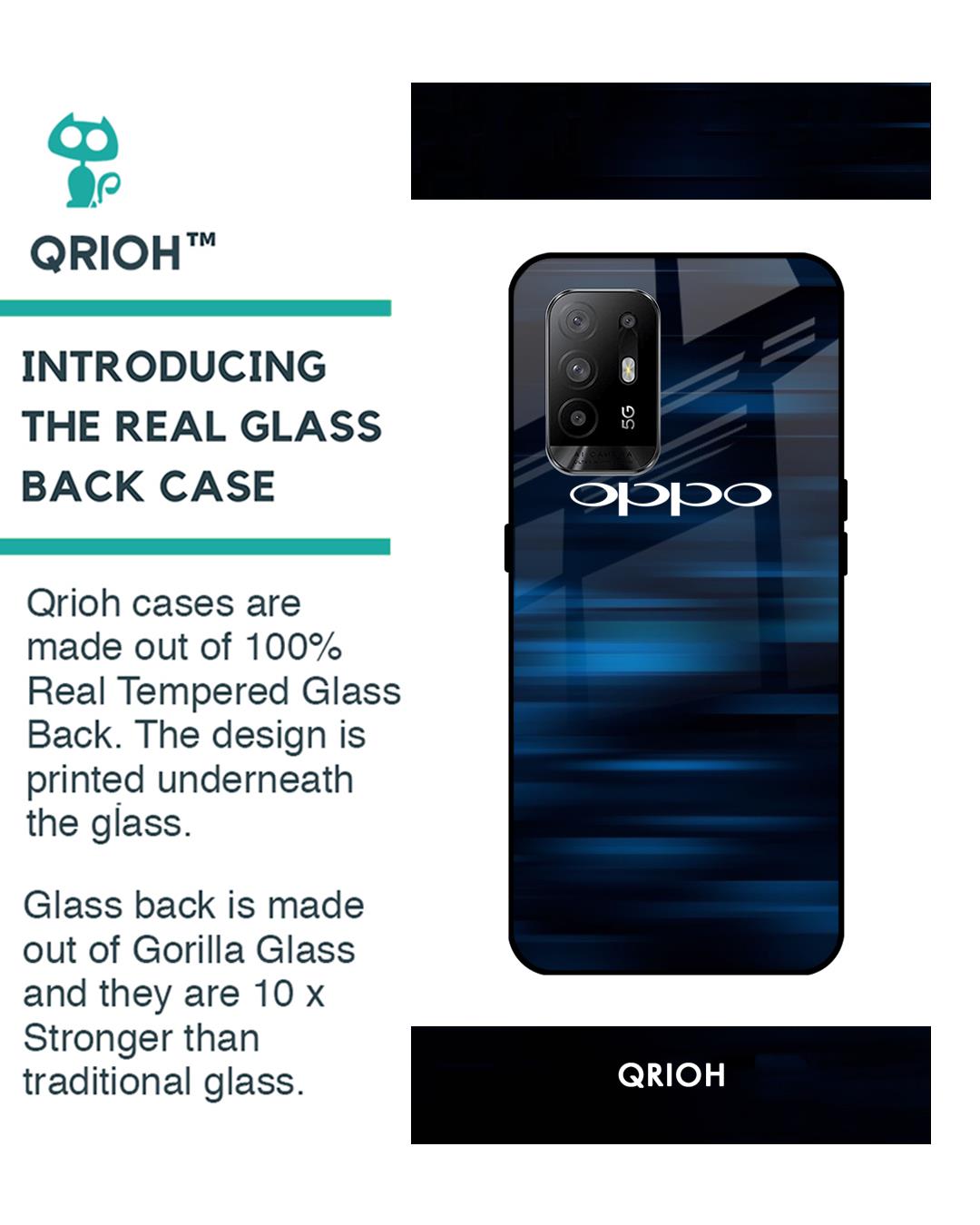 Shop Blue Rough Pastel Premium Glass Cover For Oppo F19 Pro Plus (Impact Resistant, Matte Finish)-Back