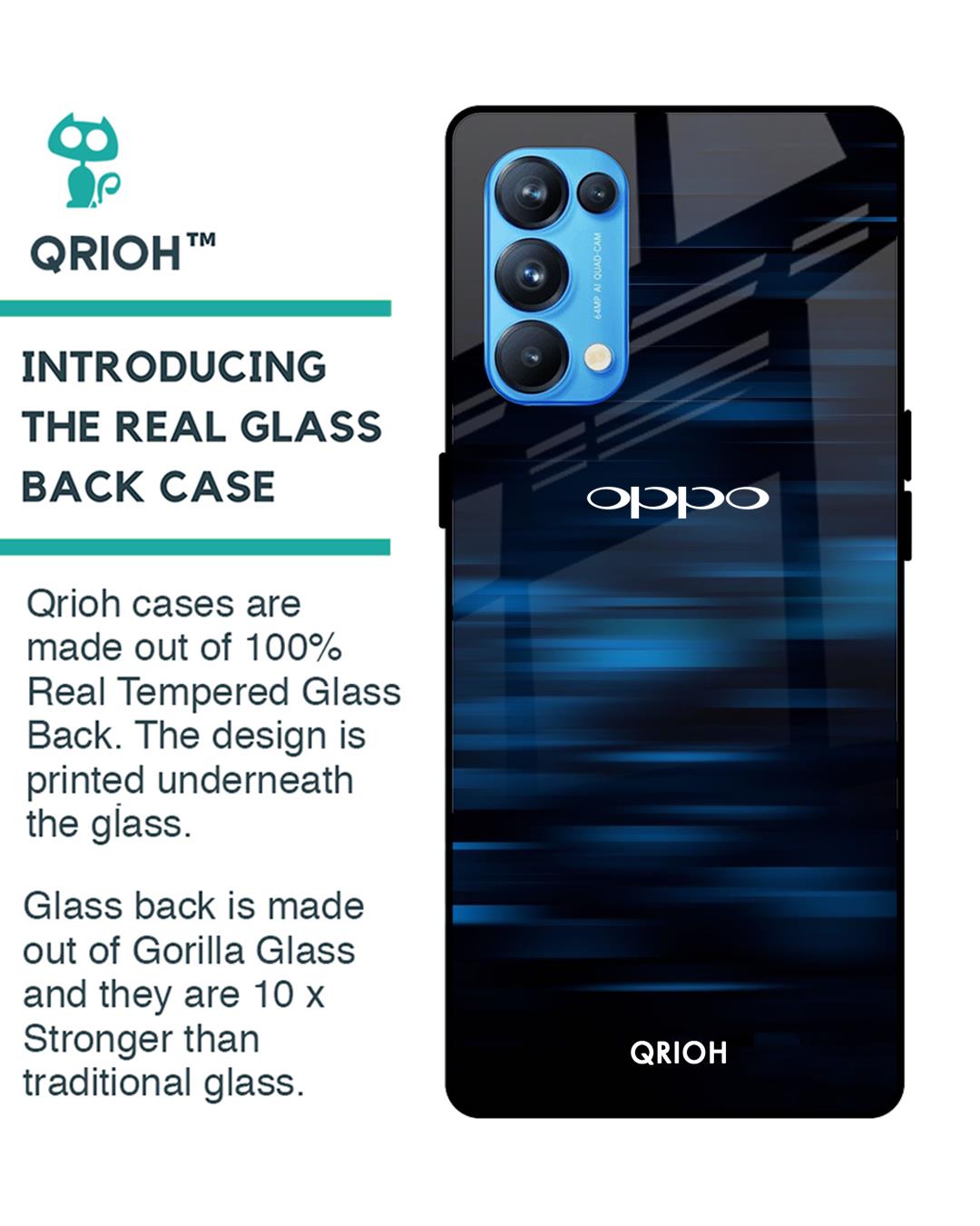 Shop Blue Rough Pastel Premium Glass Cover For Oppo Reno 5 Pro (Impact Resistant, Matte Finish)-Back