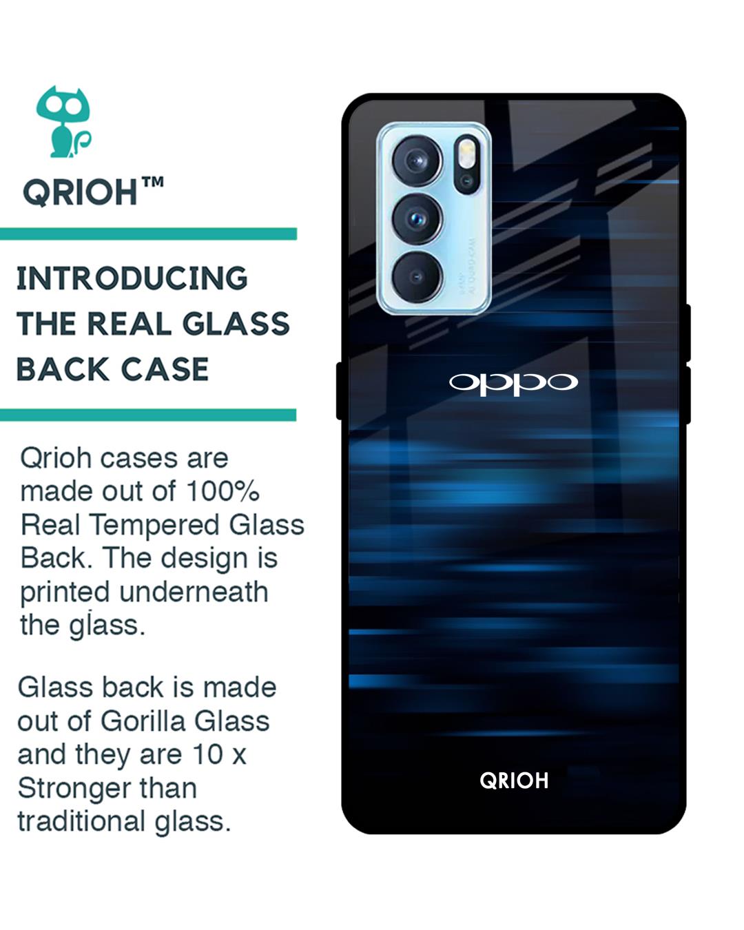 Shop Blue Rough Pastel Premium Glass Cover For Oppo Reno6 5G (Impact Resistant, Matte Finish)-Back