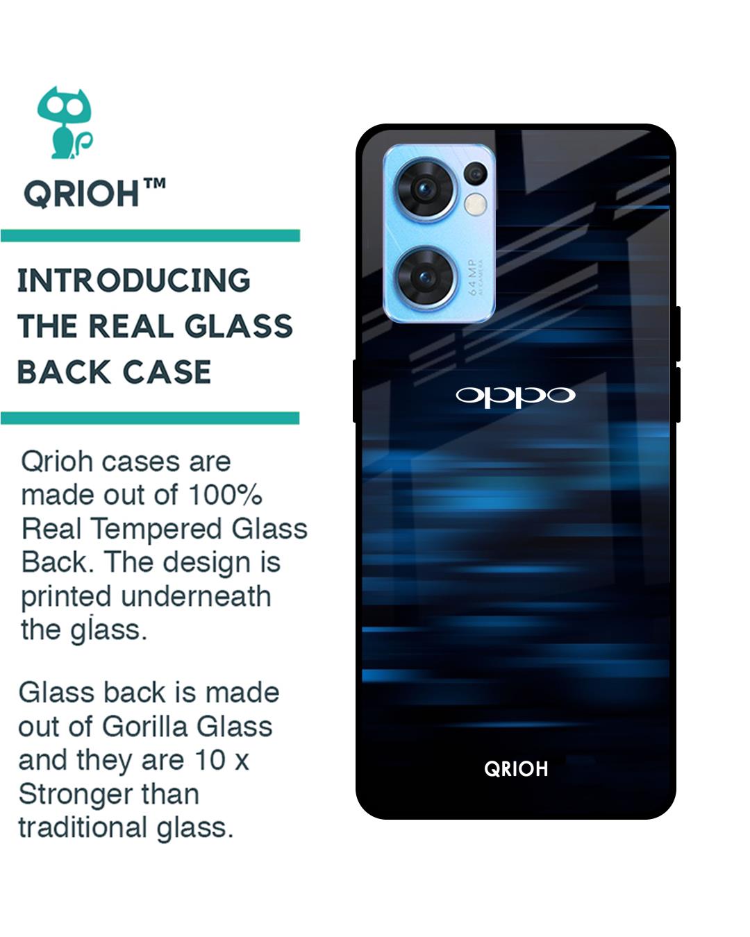 Shop Blue Rough Pastel Premium Glass Cover For Oppo Reno7 5G (Impact Resistant, Matte Finish)-Back