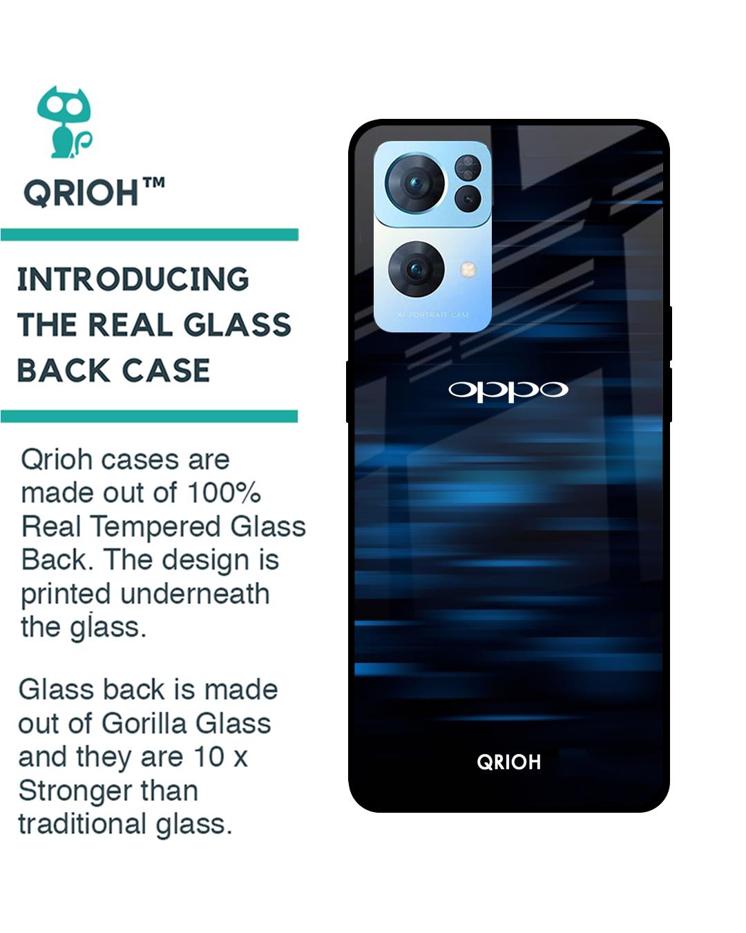 Shop Blue Rough Pastel Premium Glass Cover For Oppo Reno7 Pro 5G (Impact Resistant, Matte Finish)-Back