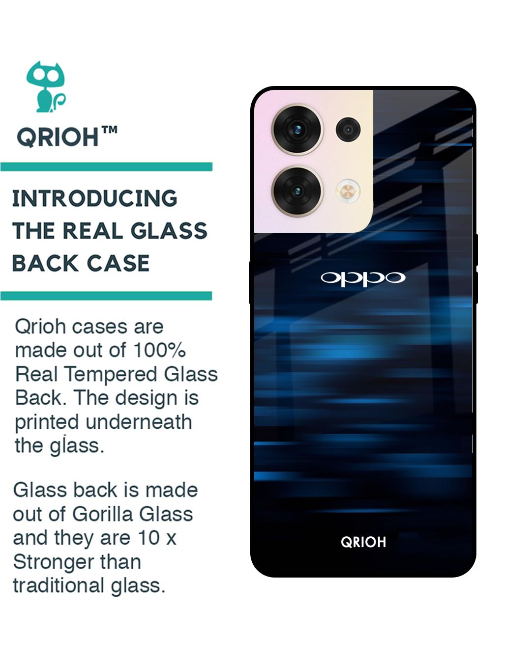 Shop Blue Rough Pastel Premium Glass Cover for Oppo Reno8 5G (Shock Proof, Scratch Resistant)-Back