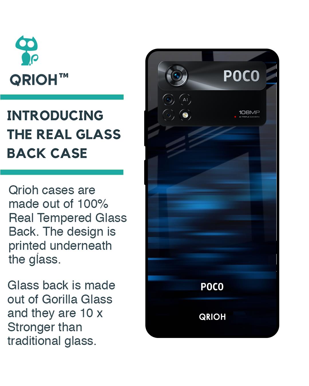 Shop Blue Rough Pastel Premium Glass Cover for Poco X4 Pro 5G (Shock Proof, Scratch Resistant)-Back