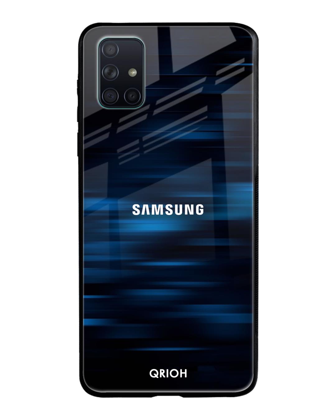 Shop Blue Rough Pastel Premium Glass Cover For Samsung Galaxy A71(Impact Resistant, Matte Finish)-Back