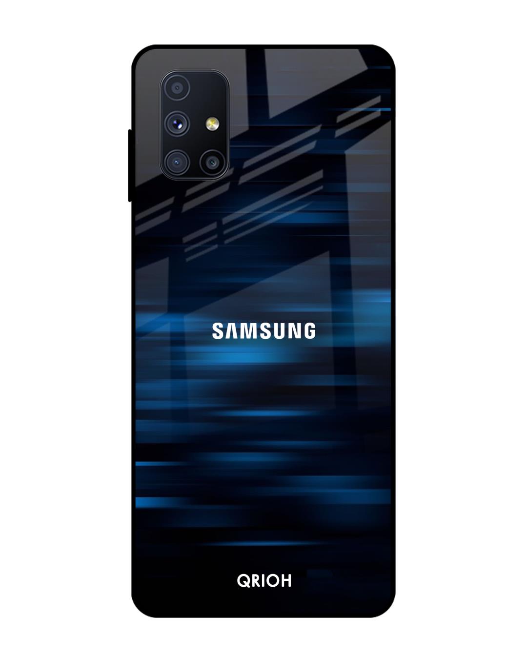 Shop Blue Rough Pastel Premium Glass Cover For Samsung Galaxy M51(Impact Resistant, Matte Finish)-Back