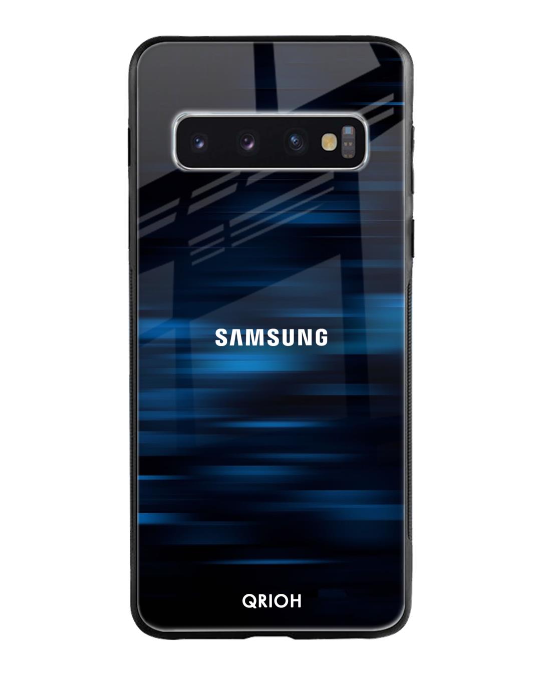 Shop Blue Rough Pastel Premium Glass Cover For Samsung Galaxy S10 Plus(Impact Resistant, Matte Finish)-Back