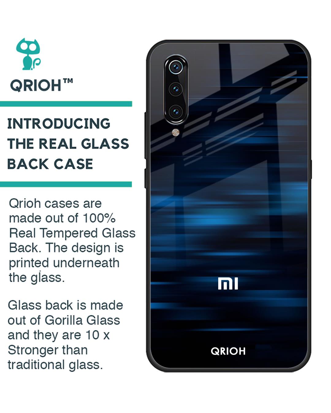 Shop Blue Rough Pastel Premium Glass Cover For Xiaomi Mi A3 (Impact Resistant, Matte Finish)-Back