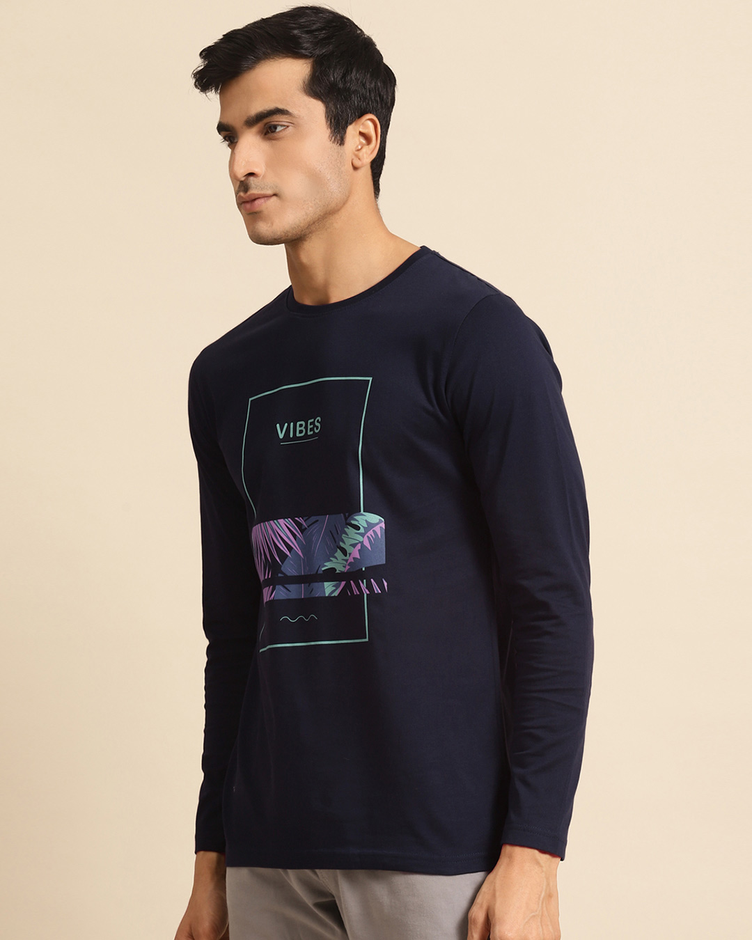 Shop Men's Blue Vibes Graphic Printed T-shirt-Back