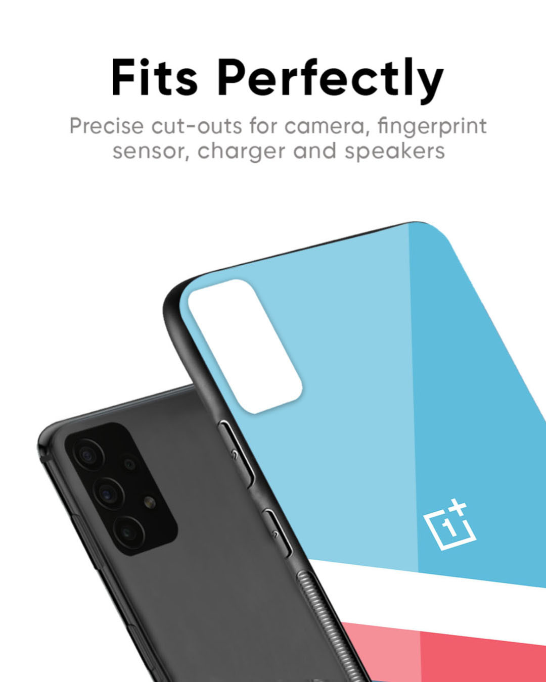 Shop Blue & White Stripes Premium Glass Case For OnePlus 8(Shock Proof, Scratch Resistant)-Back