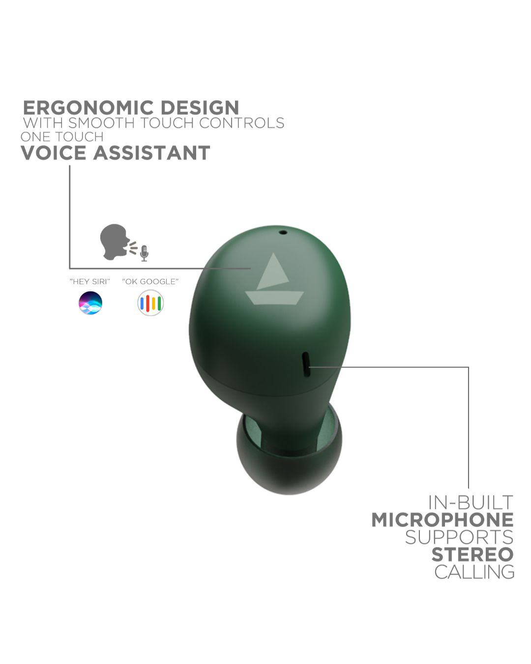 Shop Airdopes 381 True Wireless Bluetooth Headphone (Army Green)-Back