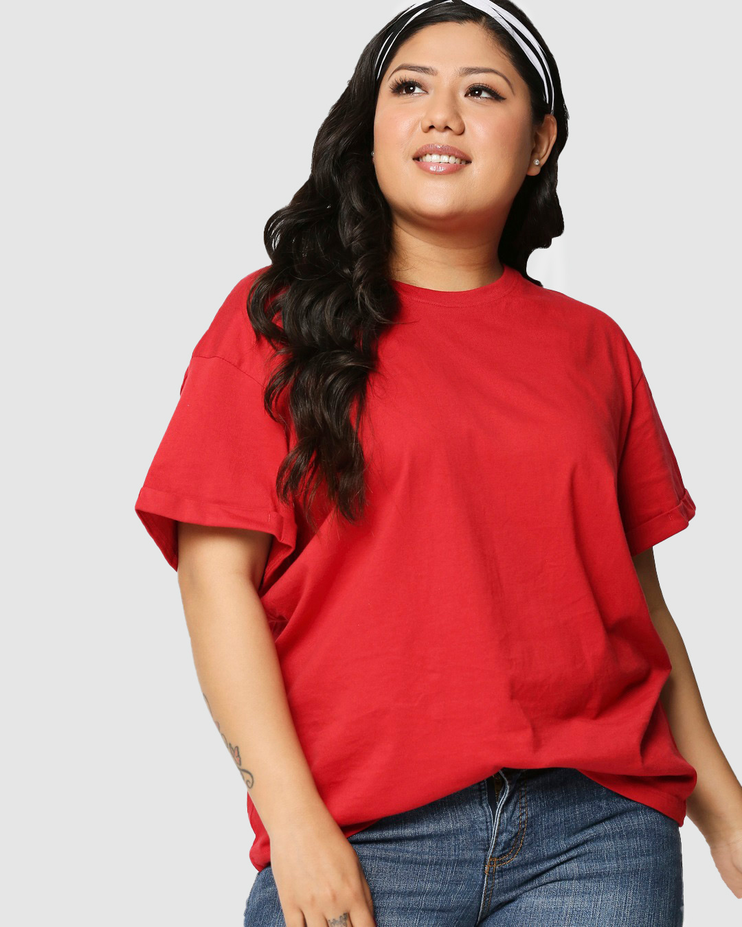 Buy Women's Red Plus Size Boyfriend Tshirt Online at Bewakoof