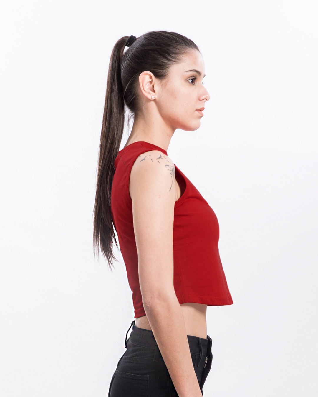 Shop Bold Red Cropped Tank Top-Back