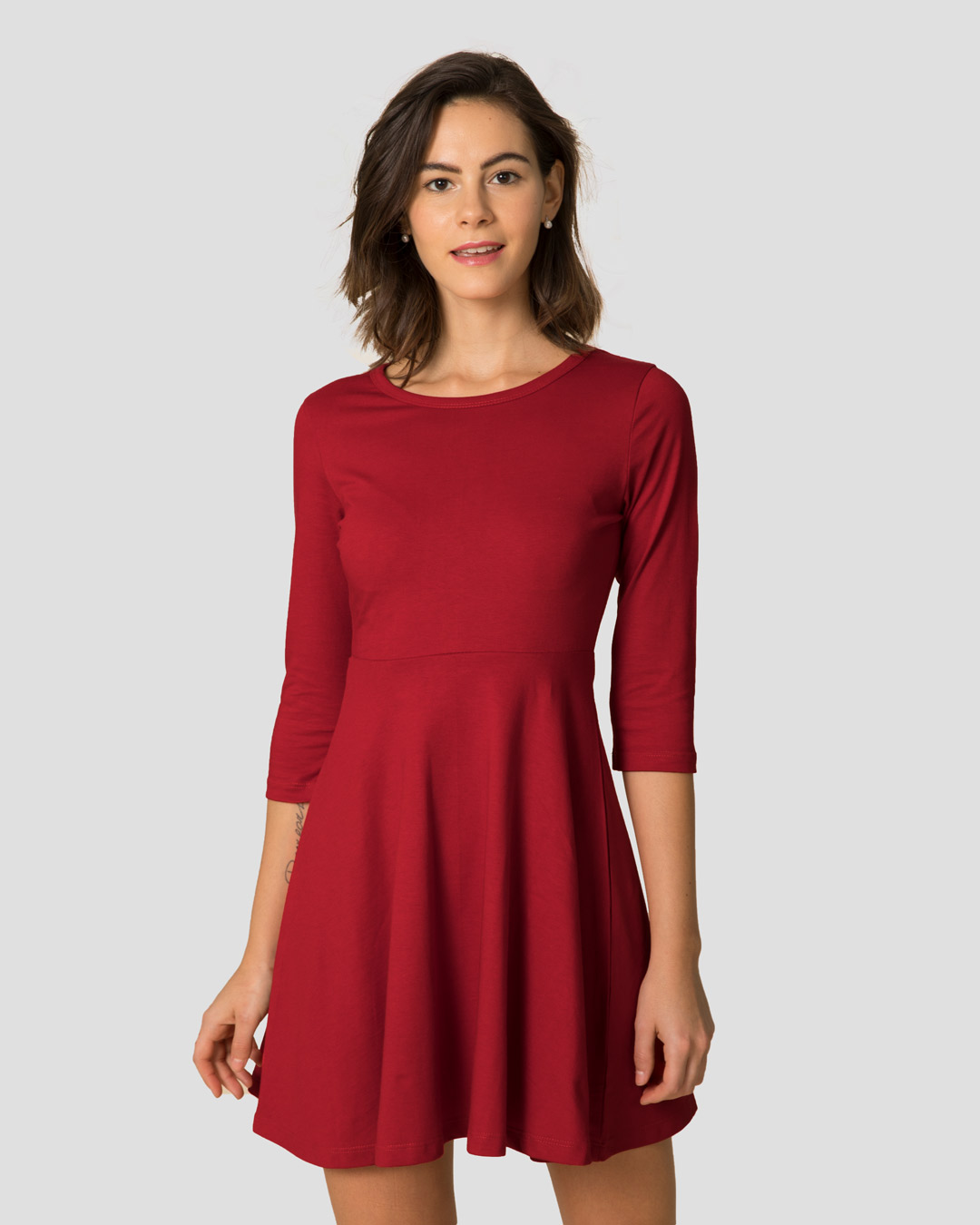 Shop Bold Red Flared Dress-Back