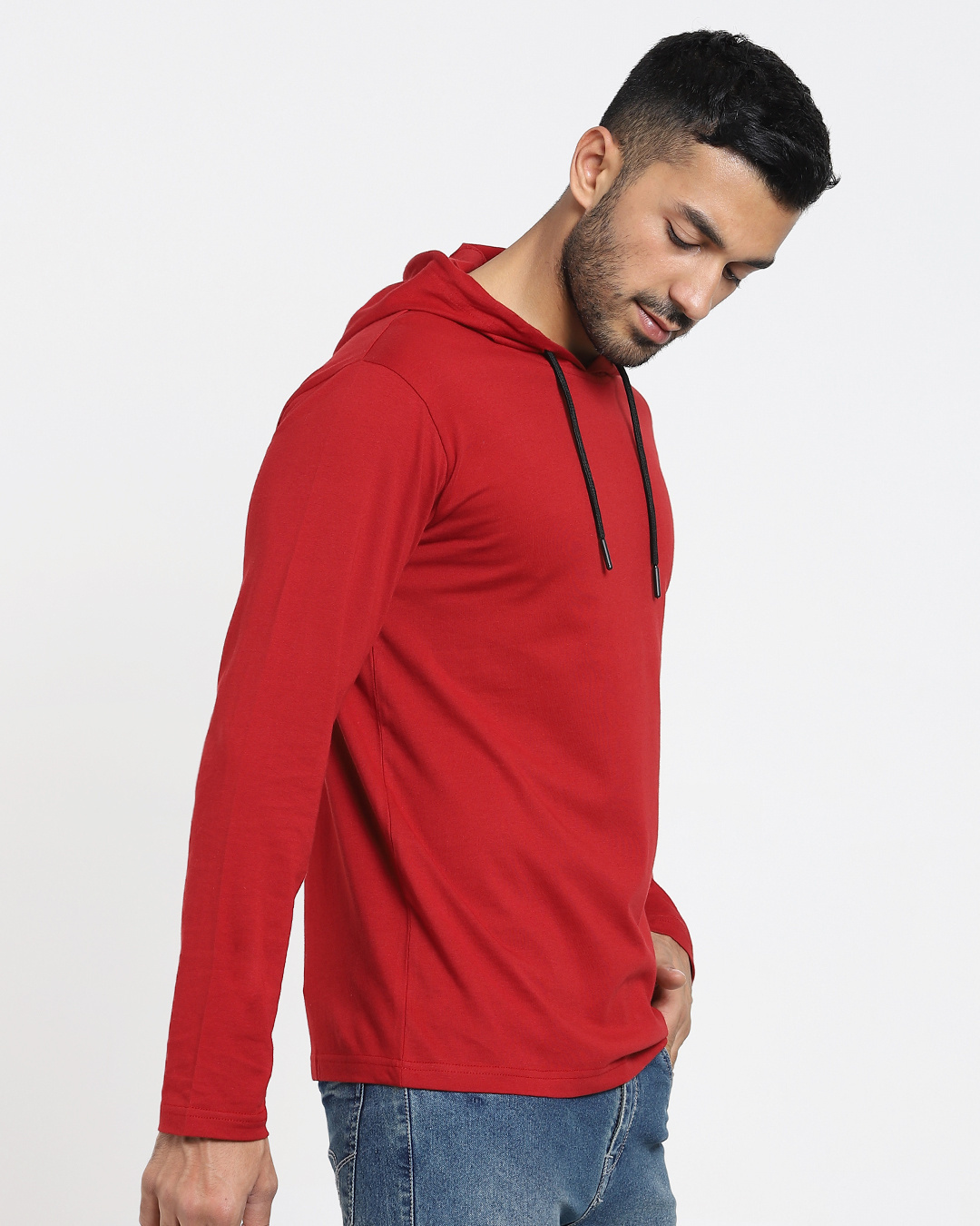 Shop Bold Red Full Sleeve Hoodie T-shirt-Back