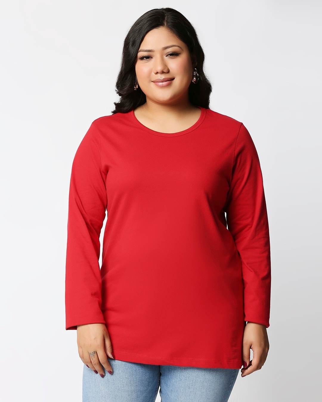 Shop Women's Bold Red Plus Size T-shirt-Back