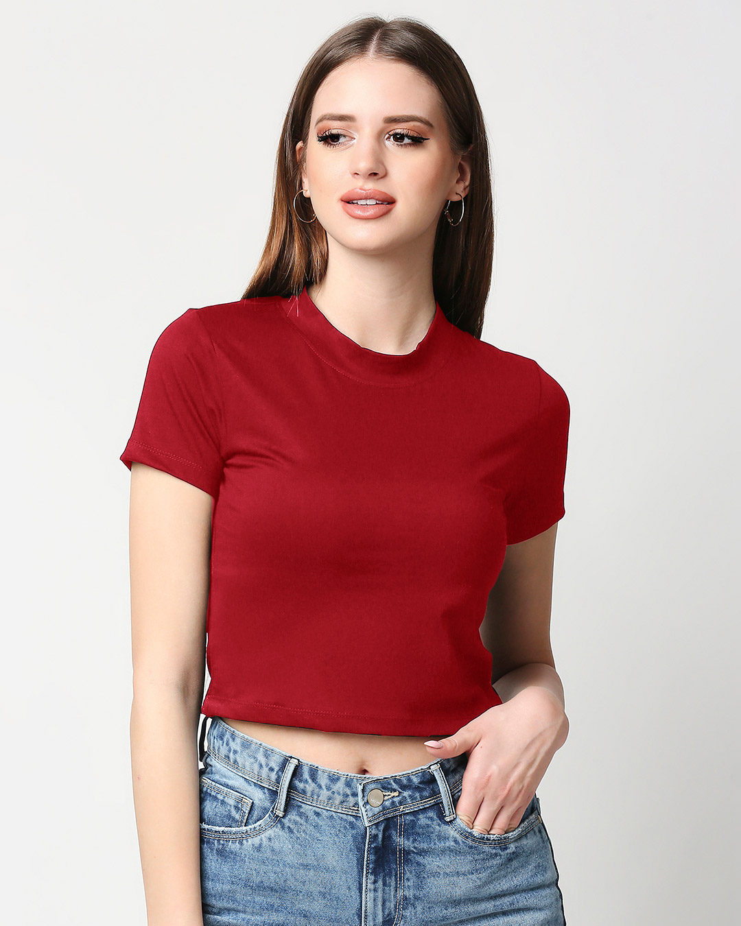 Shop Women's Bold Red Slim Fit Snug Blouse-Back