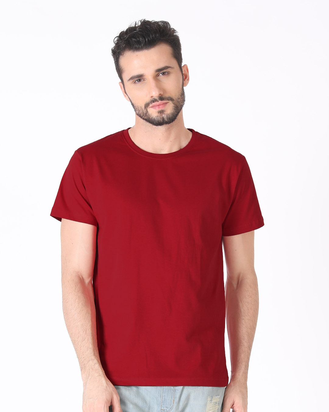 Buy Bold Red Printed Half Sleeve T-Shirt For Men Online India ...