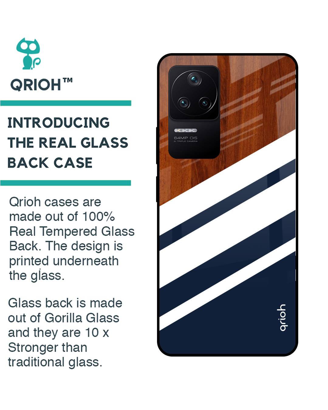 Shop Bold Stripes Premium Glass Case for Poco F4 5G (Shock Proof, Scratch Resistant)-Back