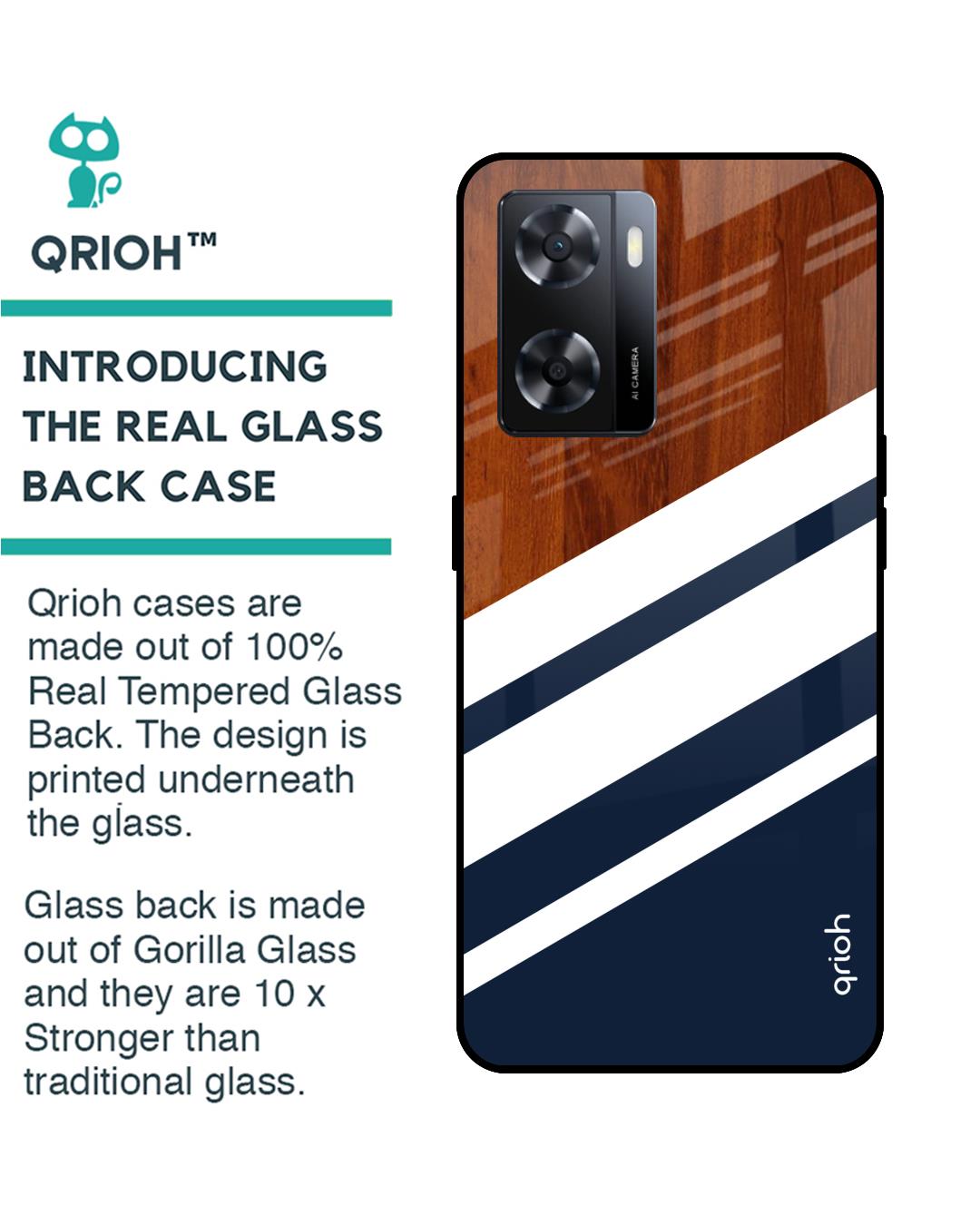 Shop Bold Stripes Printed Premium Glass case for OPPO A77s (Shock Proof,Scratch Resistant)-Back