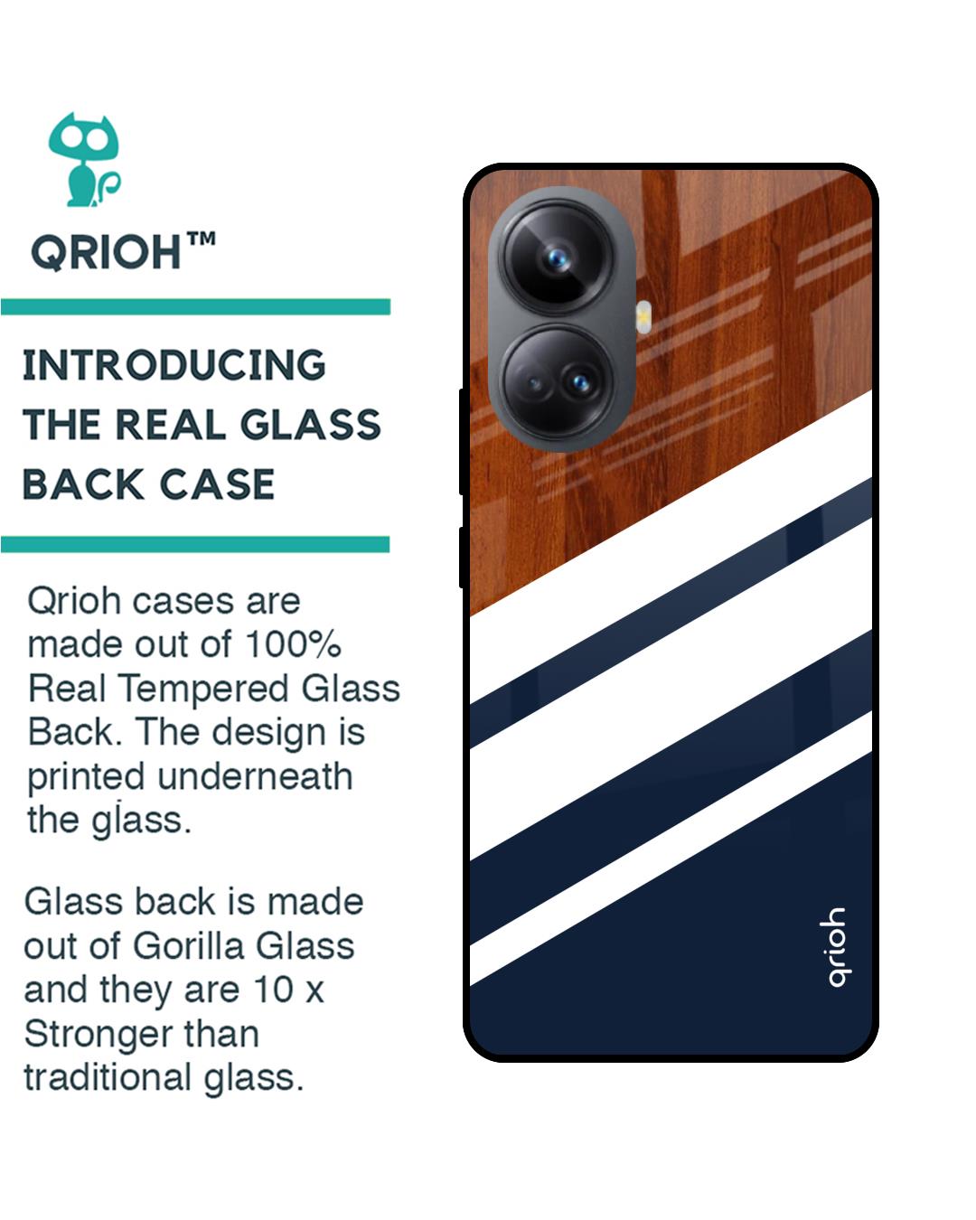 Shop Bold Stripes Printed Premium Glass case for Realme 10 Pro Plus 5G (Shock Proof,Scratch Resistant)-Back