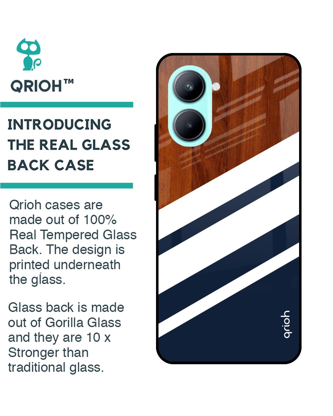 Shop Bold Stripes Printed Premium Glass case for Realme C33 (Shock Proof,Scratch Resistant)-Back