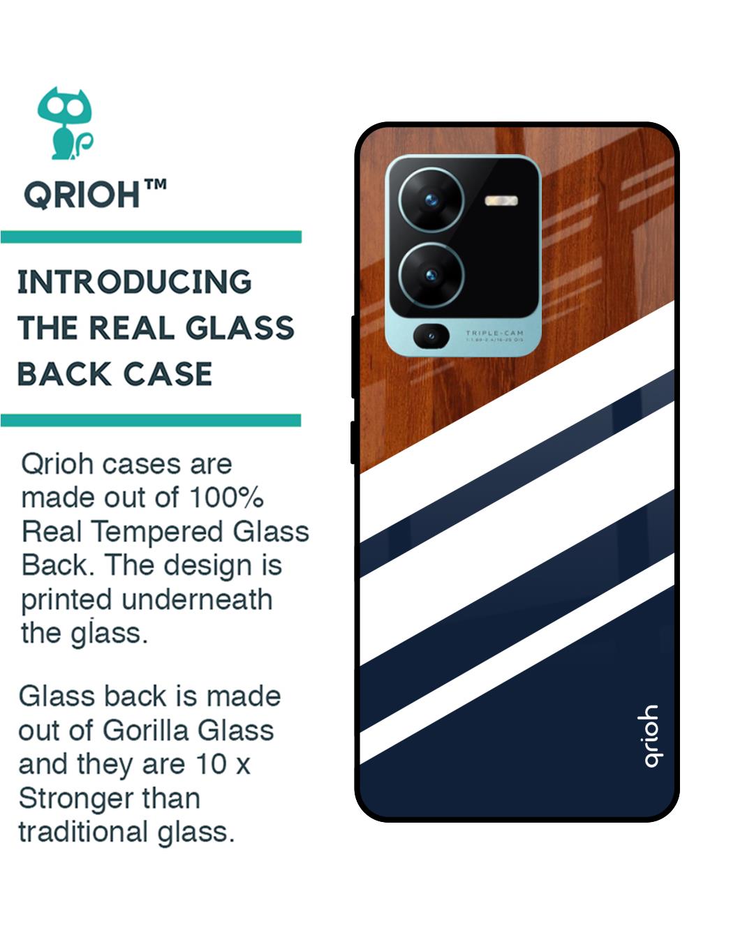 Shop Bold Stripes Printed Premium Glass case for Vivo V25 Pro (Shock Proof,Scratch Resistant)-Back