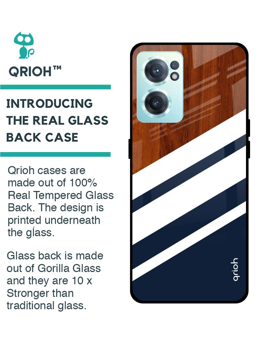 Shop Bold Stripes Printed Premium Glass Cover for OnePlus Nord CE 2 5G (Shock Proof, Lightweight)-Back