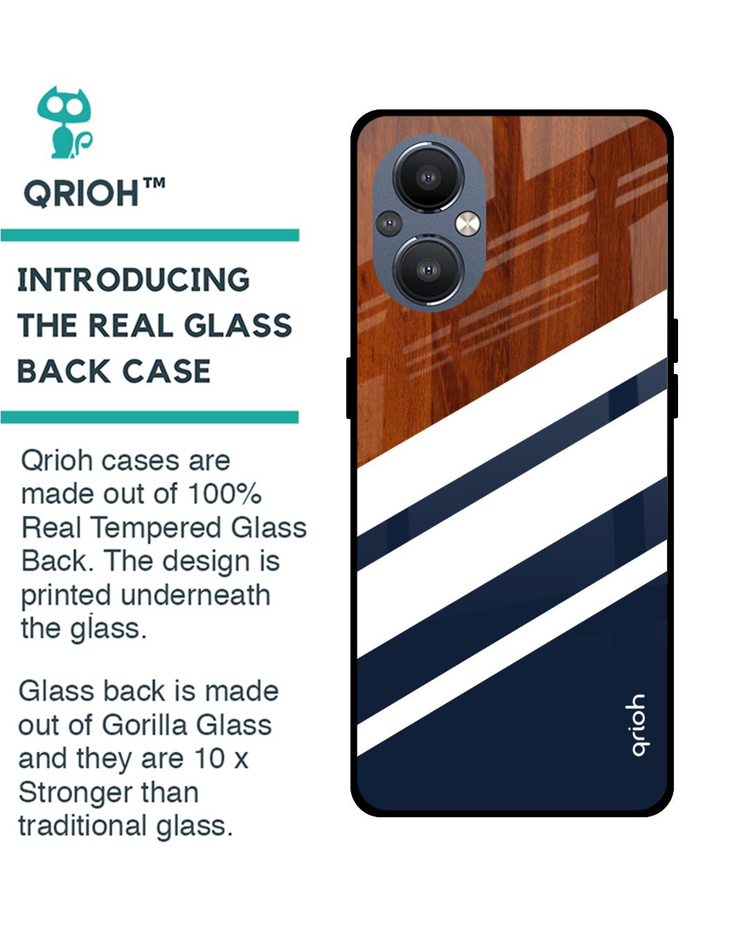 Shop Bold Stripes Printed Premium Glass Cover For OnePlus Nord N20 (Shockproof, Light Weight)-Back