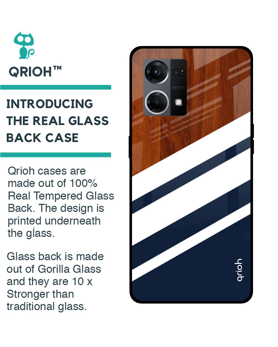 Shop Bold Stripes Printed Premium Glass Cover for OPPO F21 Pro (Shockproof, Light Weight)-Back
